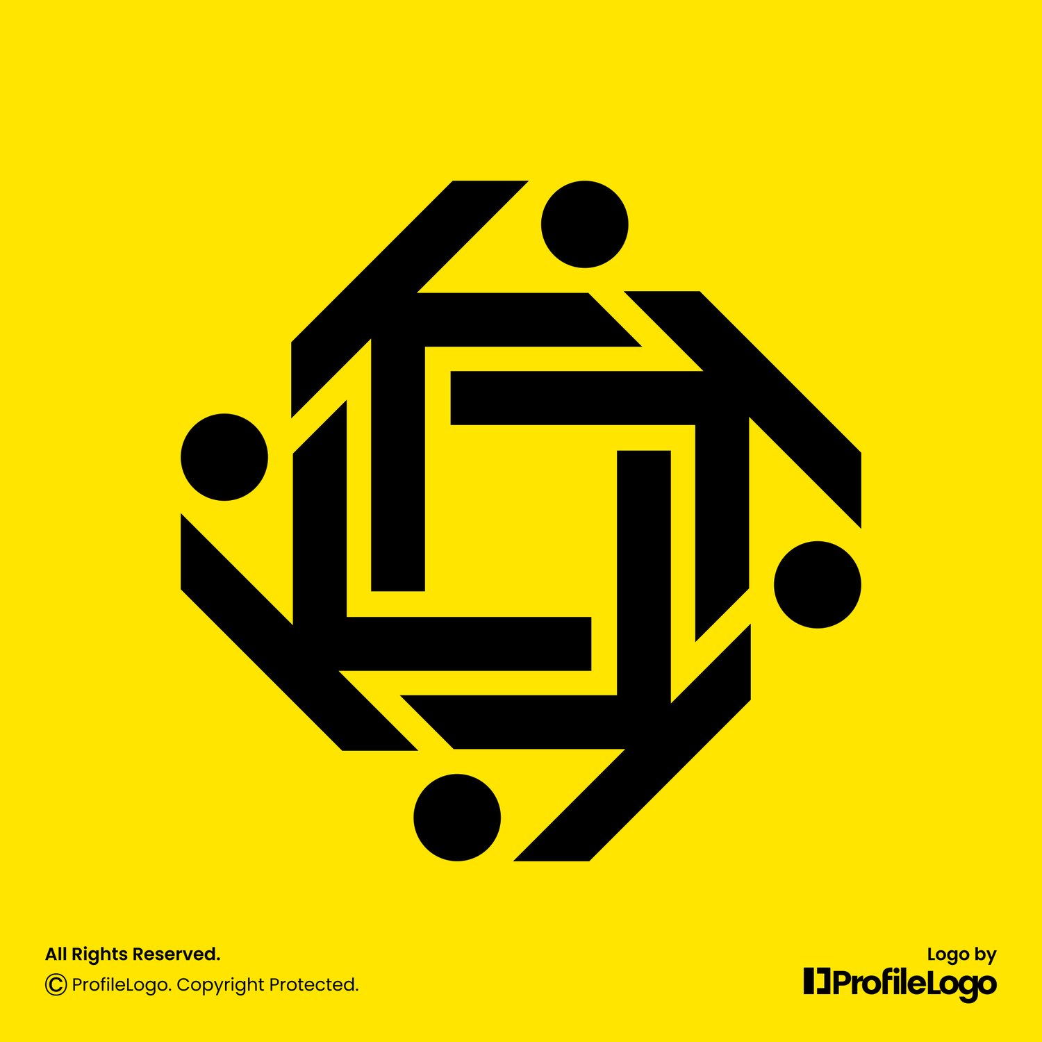 Abstract people letter K logo or KKKK logo by ProfileLogo with yellow background