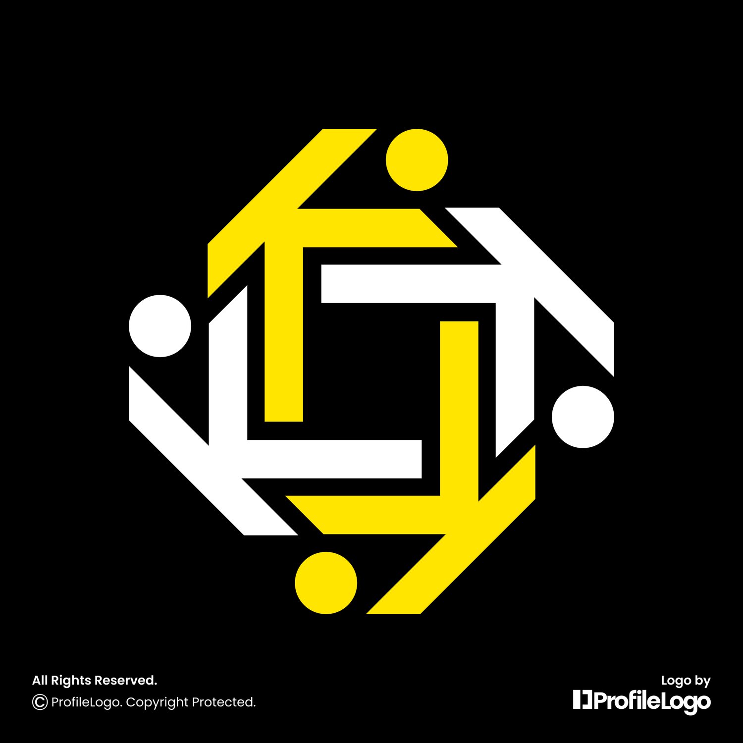 Abstract people letter K logo or KKKK logo by ProfileLogo with black background