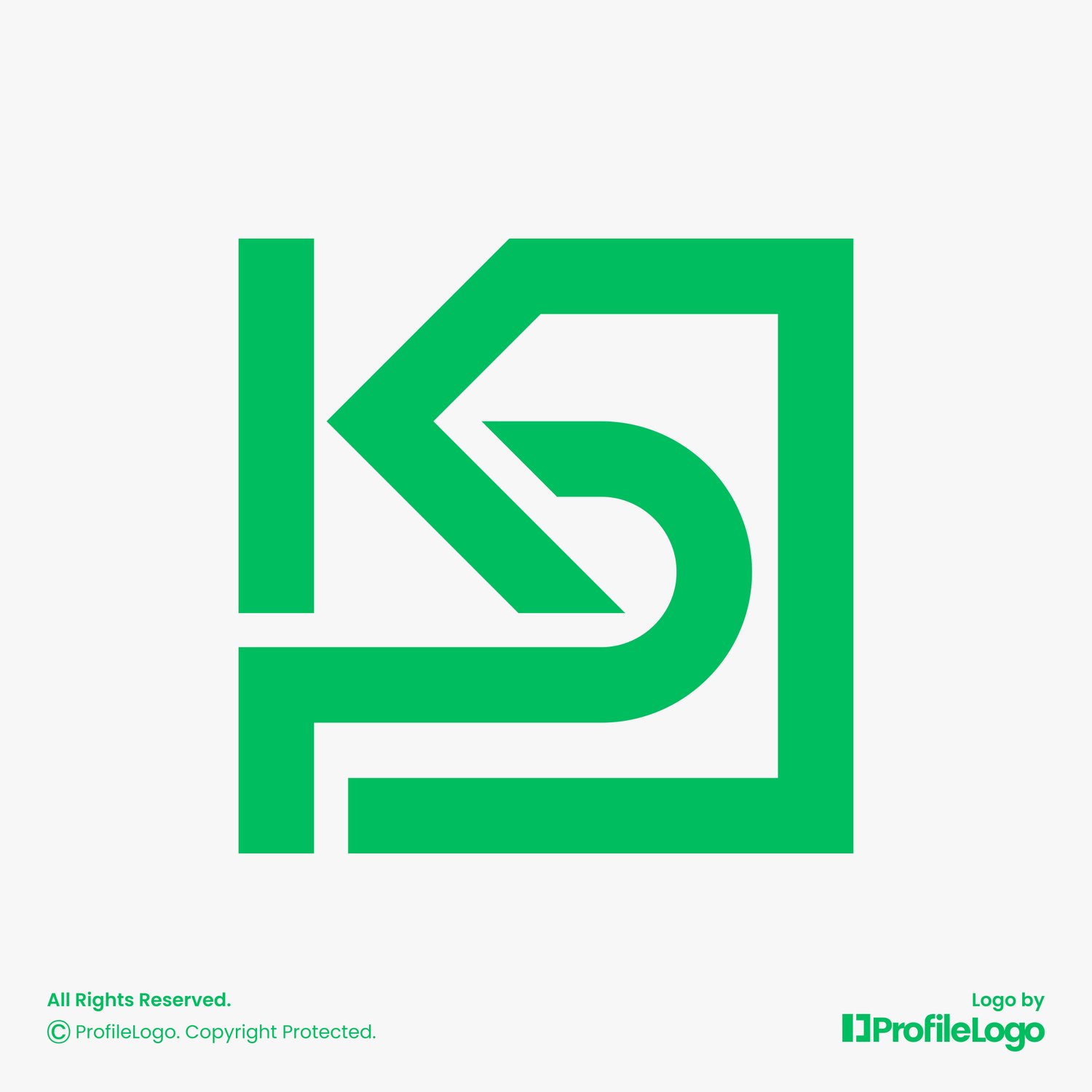 Minimal square letter KP logo by ProfileLogo with light grey background