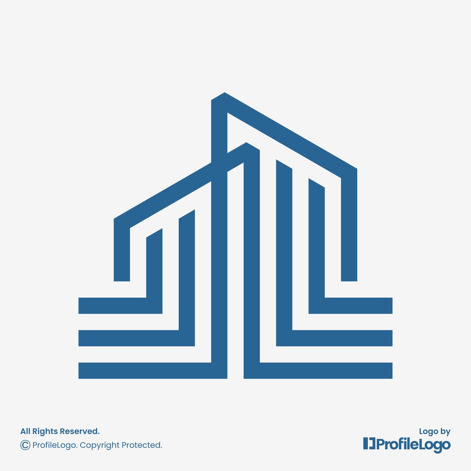 Modern line exterior building logo by ProfileLogo with light grey background