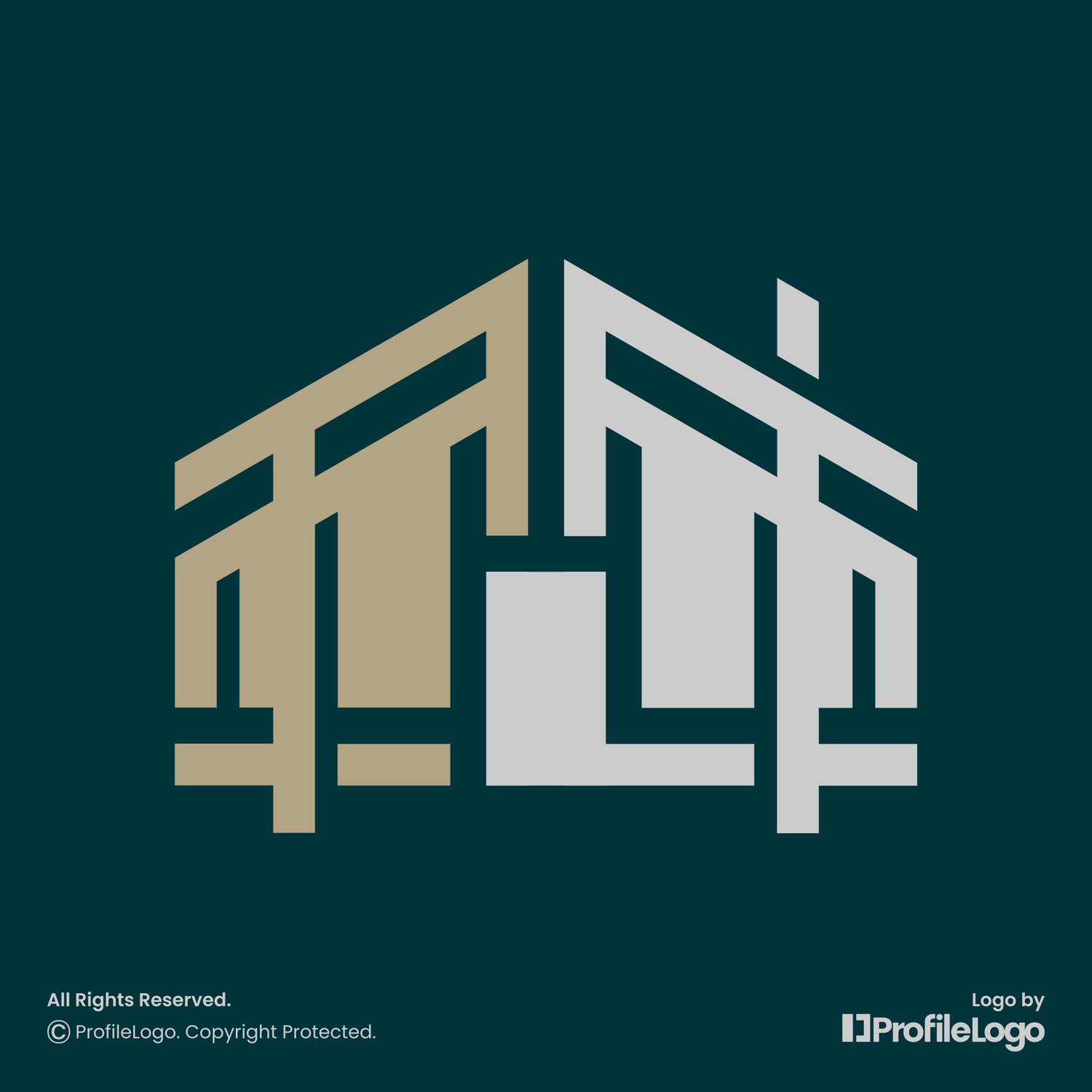 Elegant exterior home architect logo by ProfileLogo with dark background