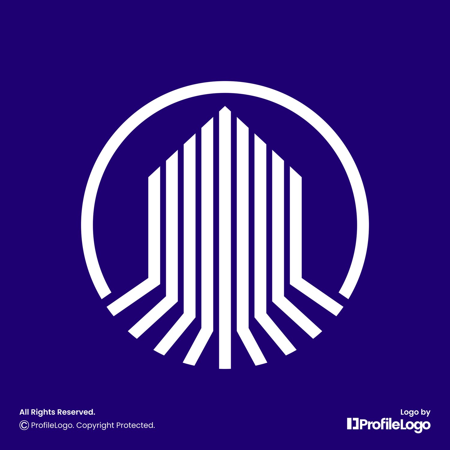 Geometric structure line building logo by ProfileLogo with navy blue background