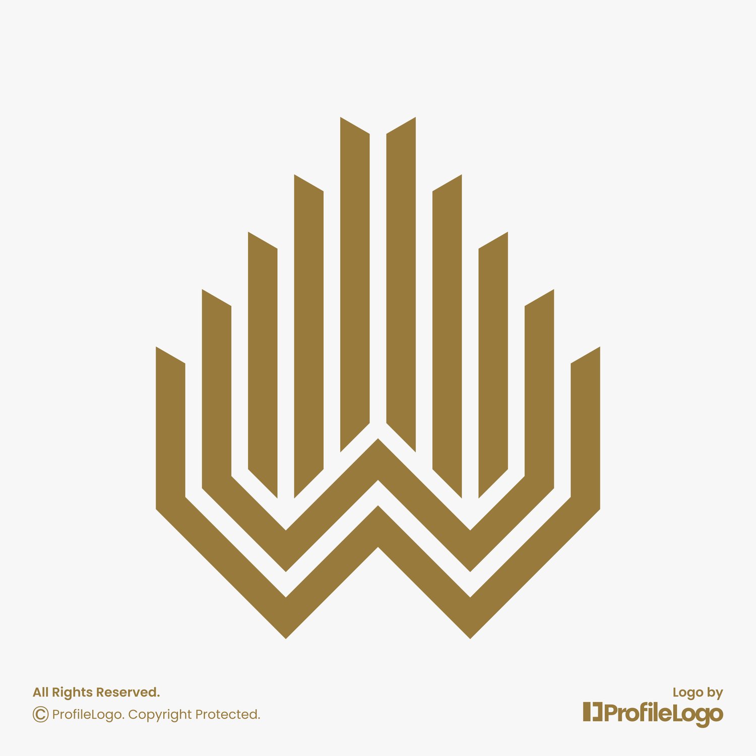 Luxury line building letter W logo by ProfileLogo with light grey background