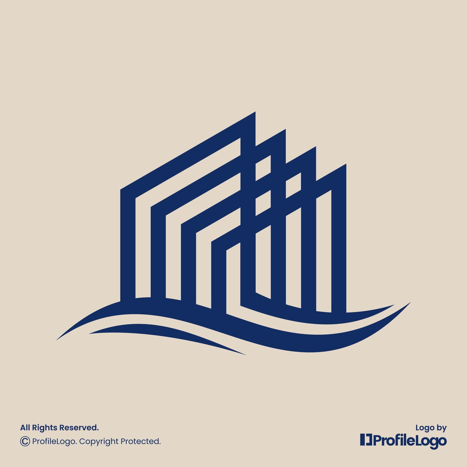 Luxury property building wave logo by ProfileLogo with light background