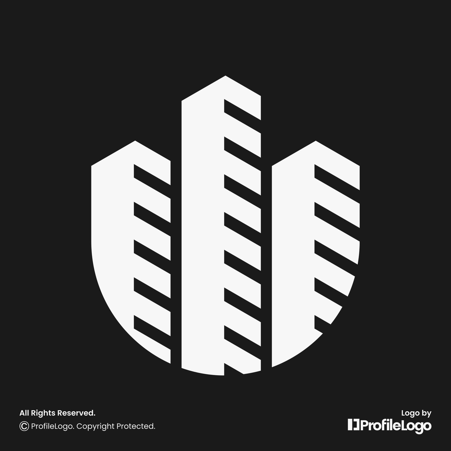 Modern building shield letter U logo by ProfileLogo with black background
