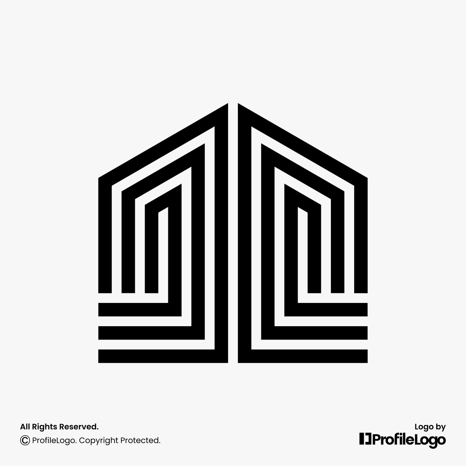 Geometric line building home logo by ProfileLogo with light grey background