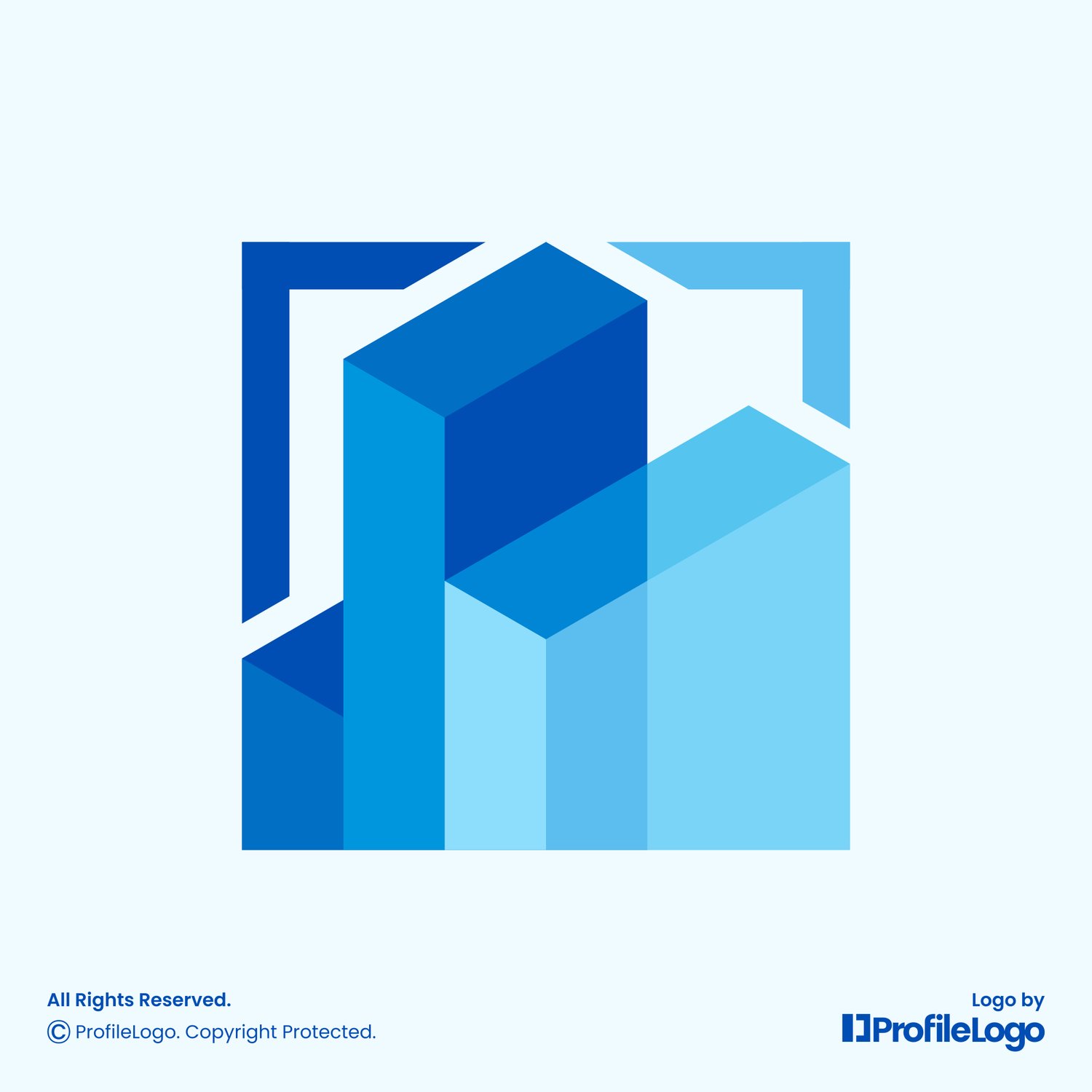 Abstract marketing chart or building logo by ProfileLogo with light blue background