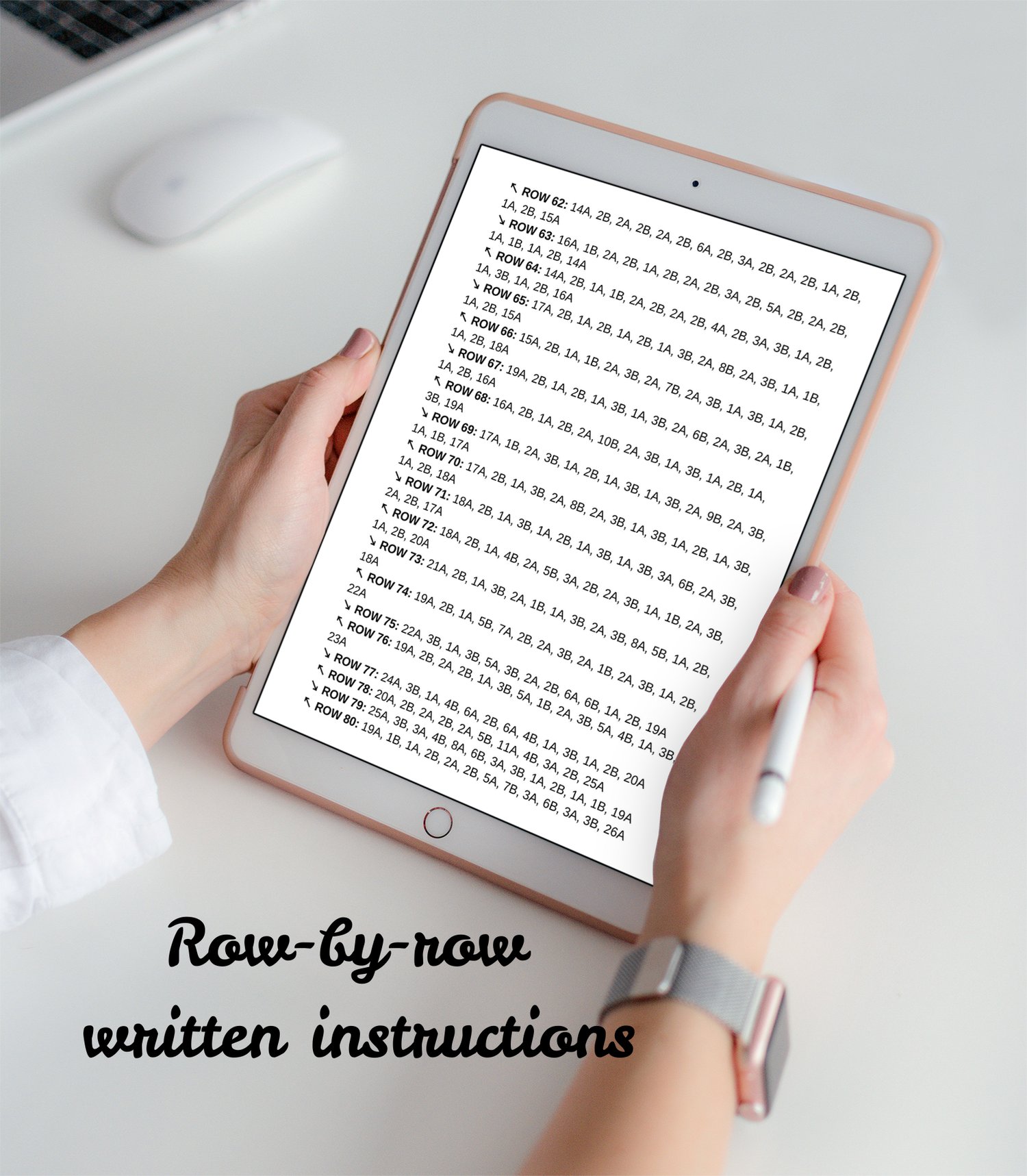 Row by row written instructions for wolf C2C crochet pattern