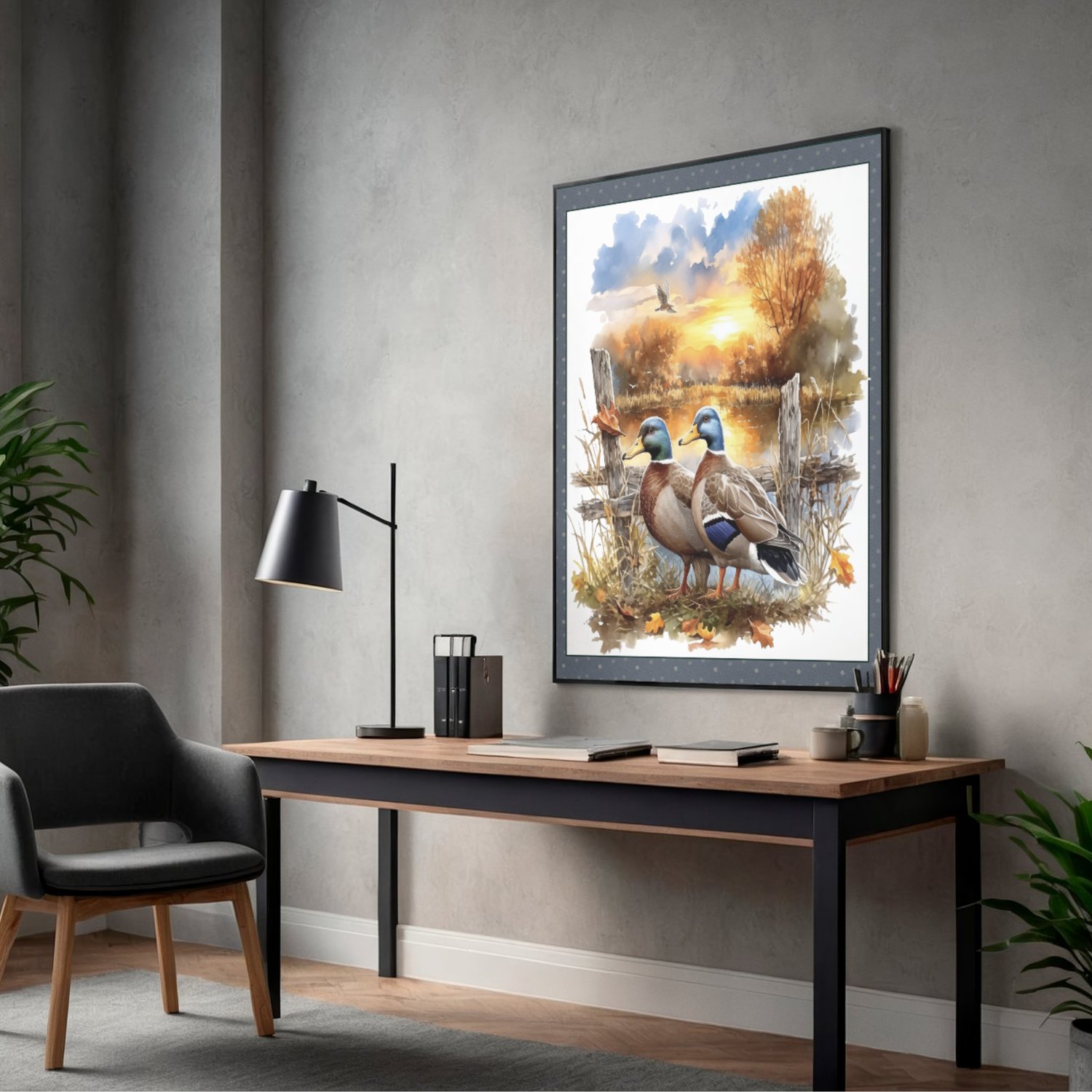 mallard ducks, greeting card, wall picture