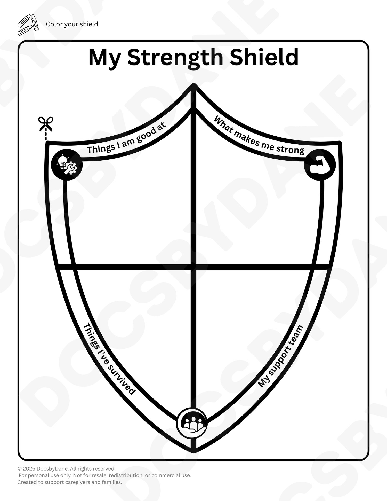 Positive Shield Worksheet.pdf Strength Shield Worksheet