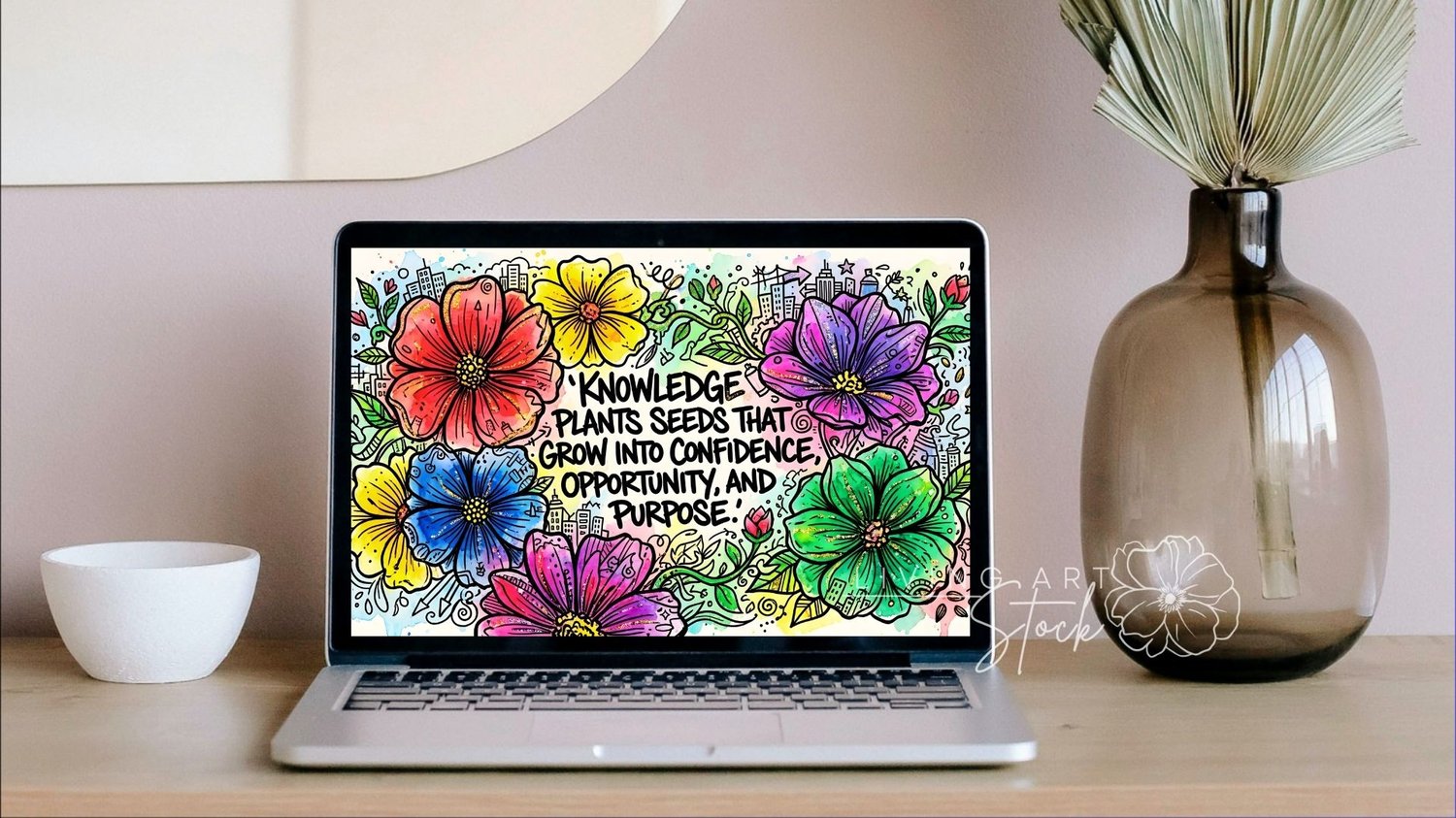 Doodle art screensavers with motivational quote