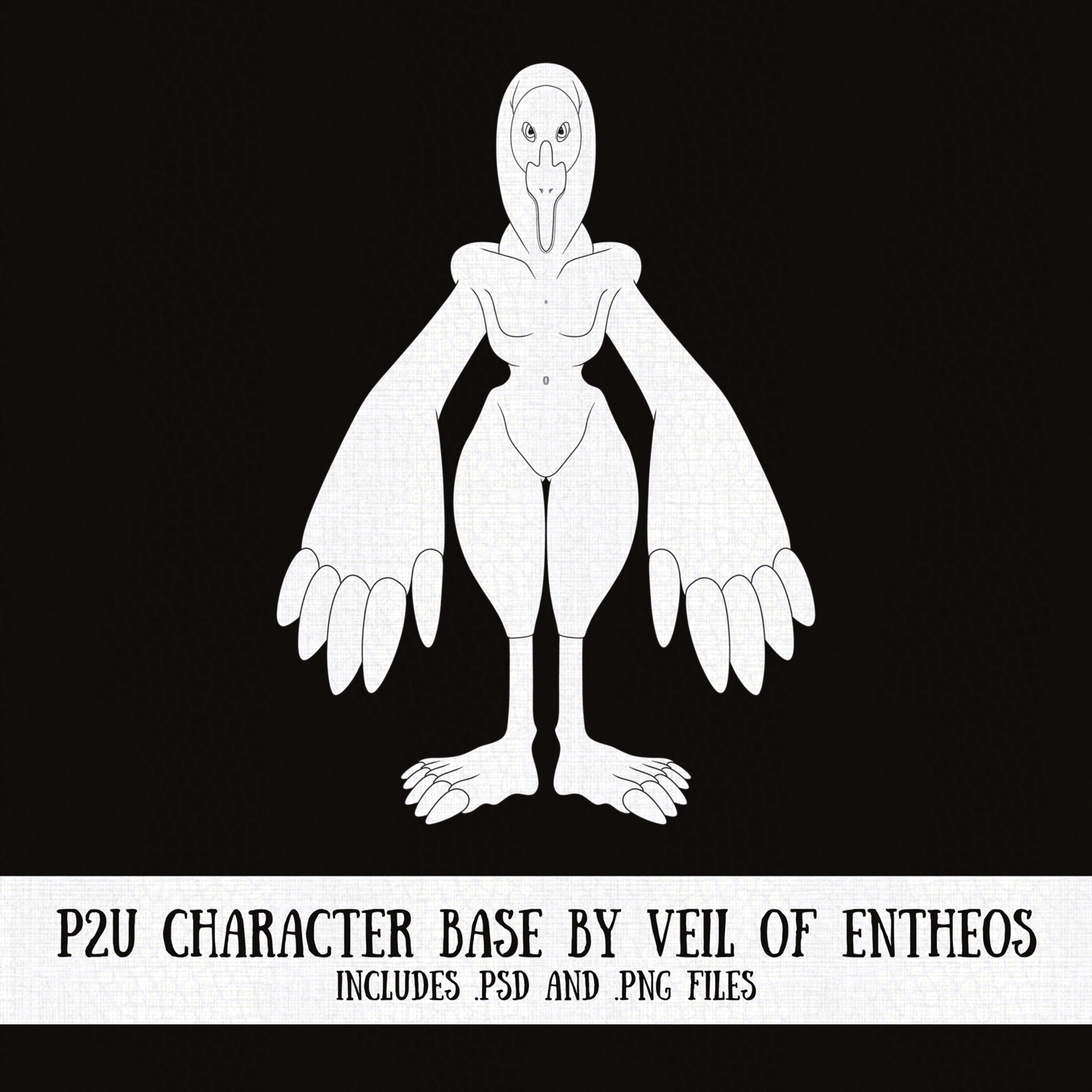 Editable P2U monster base from Veil of Entheos, providing a blank template for original creature designs, ideal for digital art and character creation.