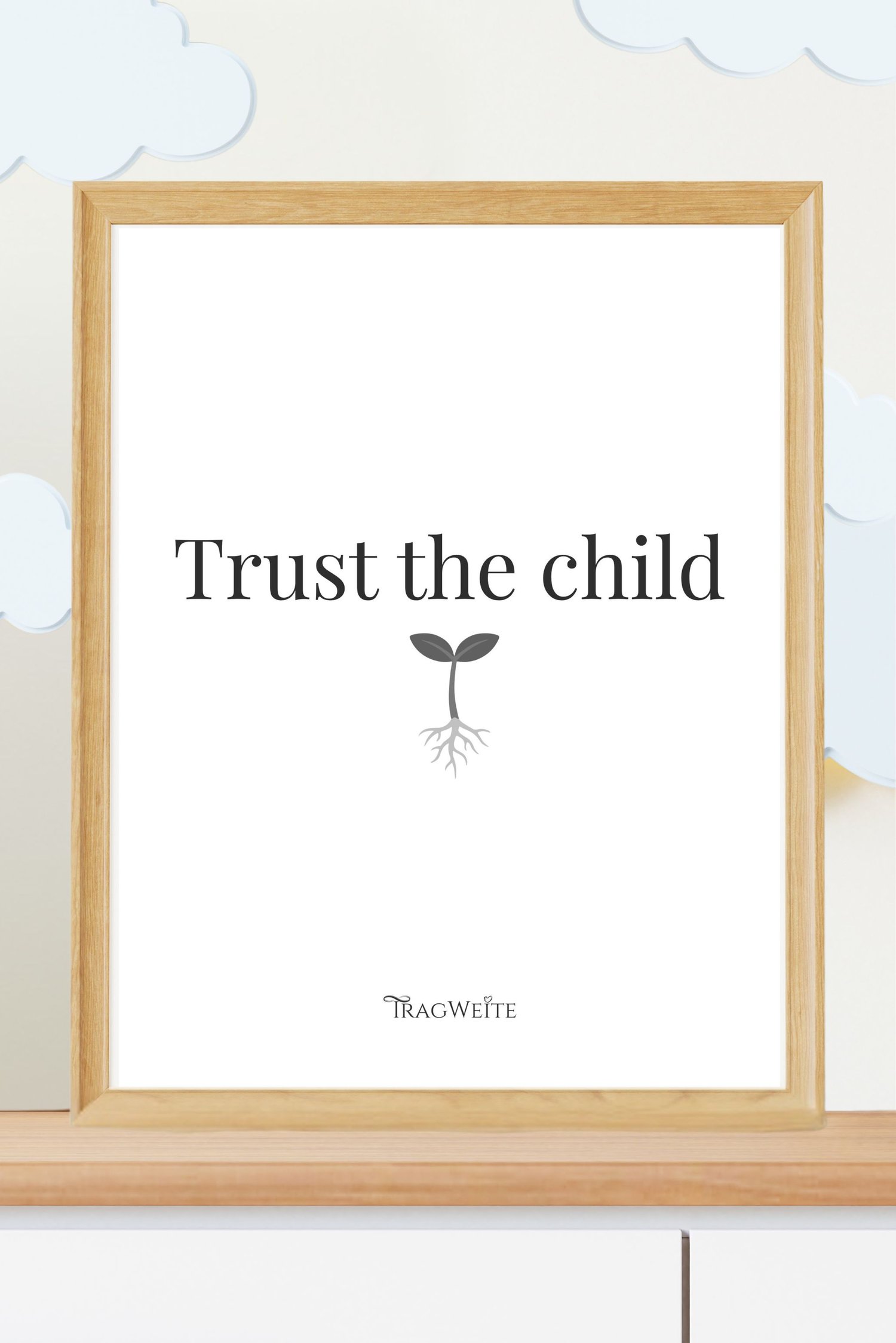 Trust the Child printable poster black white kids room Tragweite