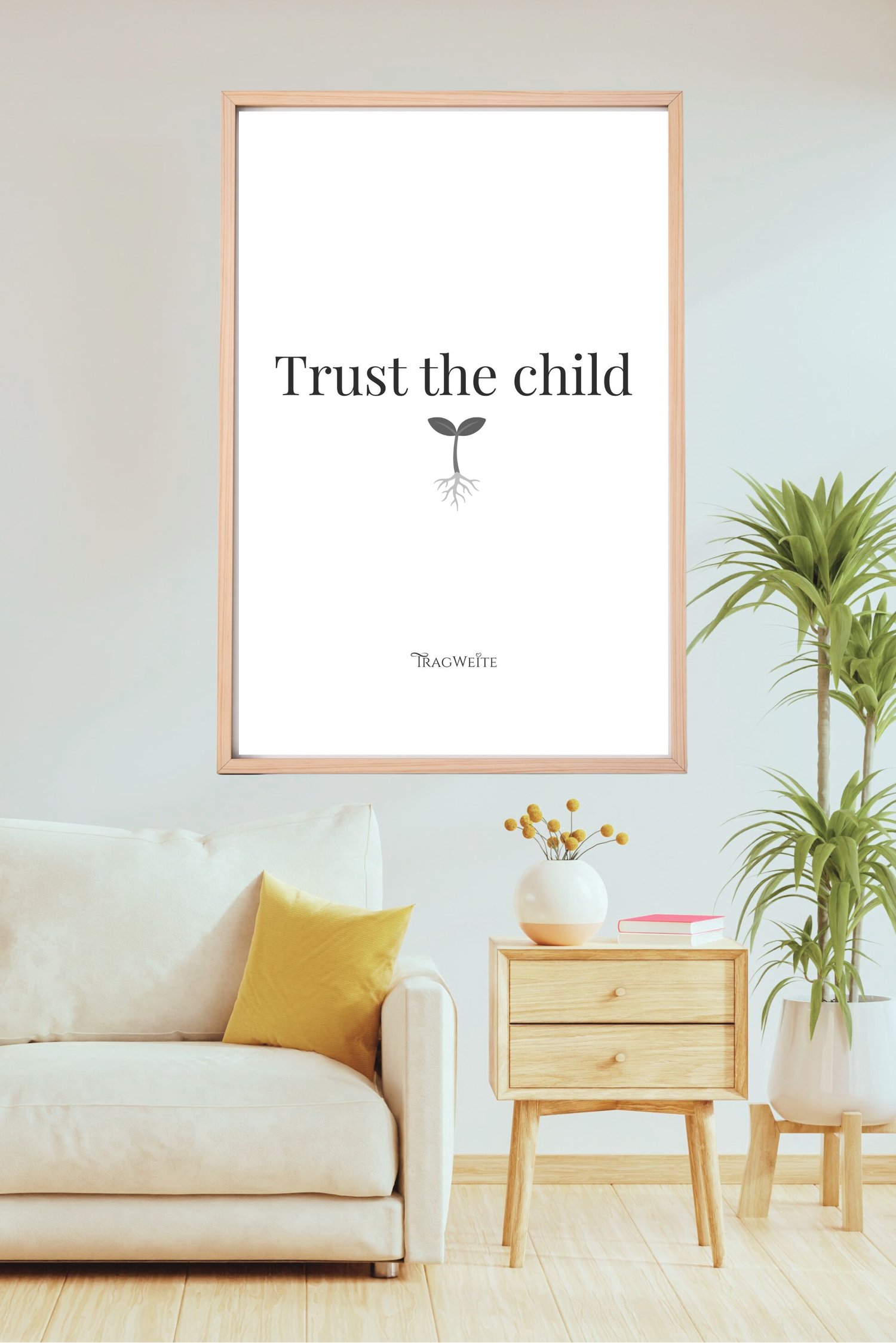 Trust the Child printable poster black white living room Tragweite