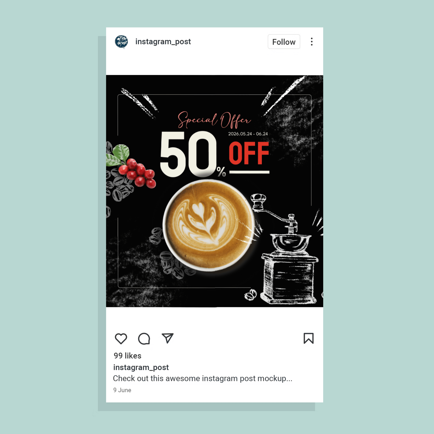 coffee landing page social post template
