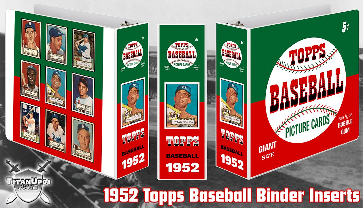 1952 Topps Baseball Cards Binder Inserts
