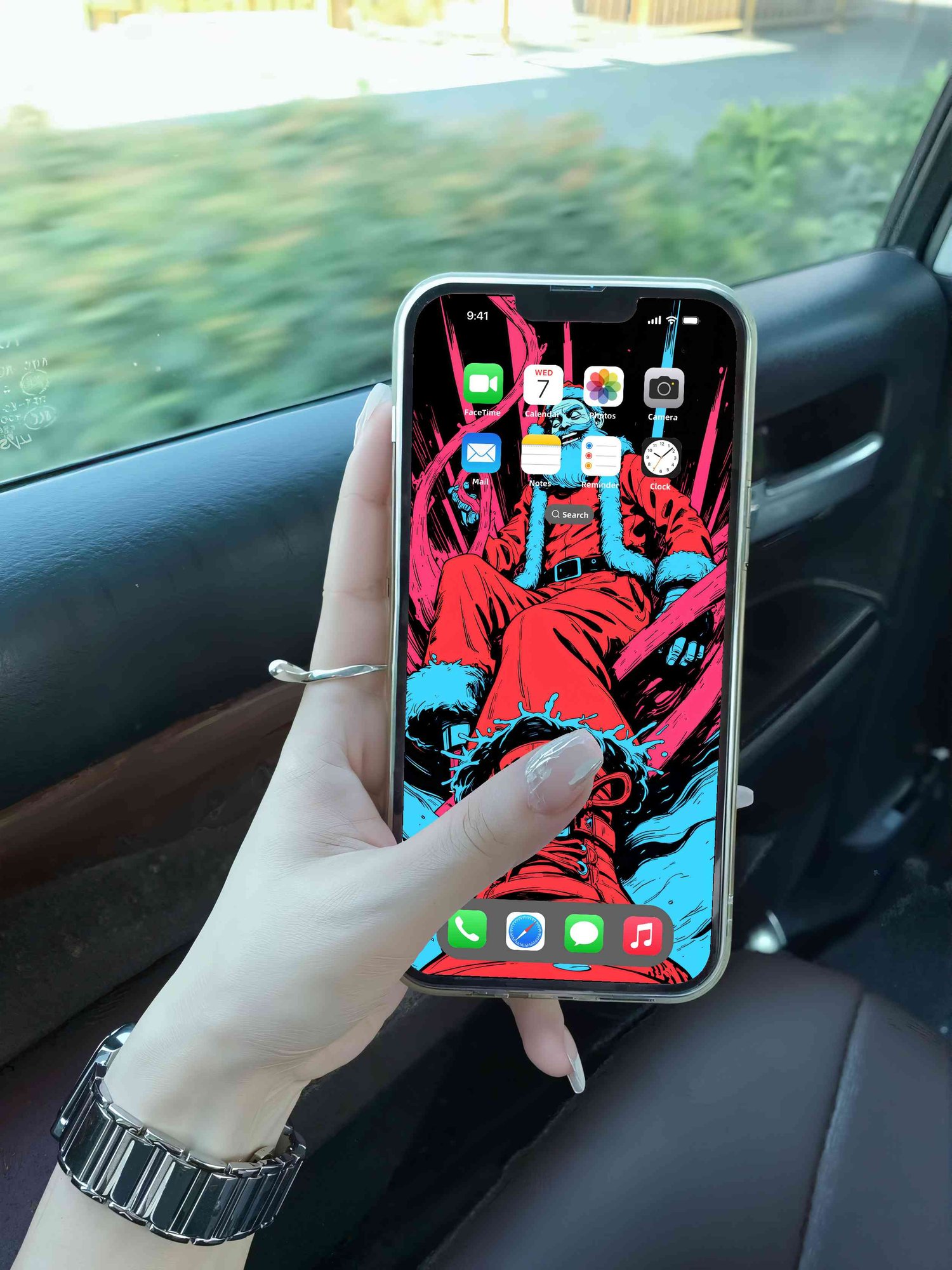 cyberpunk santa phone wallpaper neon santa claus iphone wallpaper synthwave christmas phone wallpaper cyberpunk santa smartphone background neon christmas santa phone screen wallpaper futuristic santa claus phone wallpaper cyberpunk santa lock screen wall