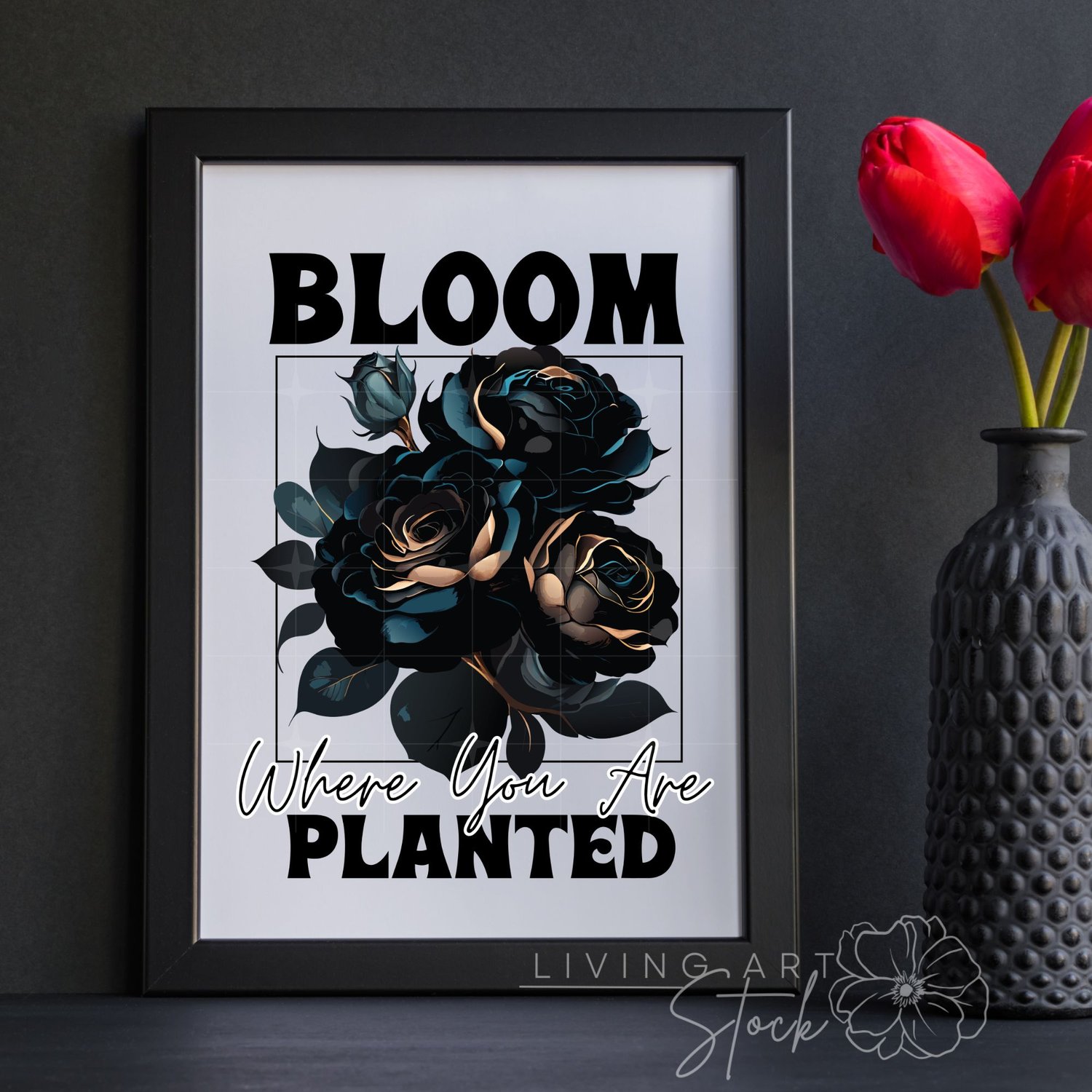 Dark rose quote printable wall art