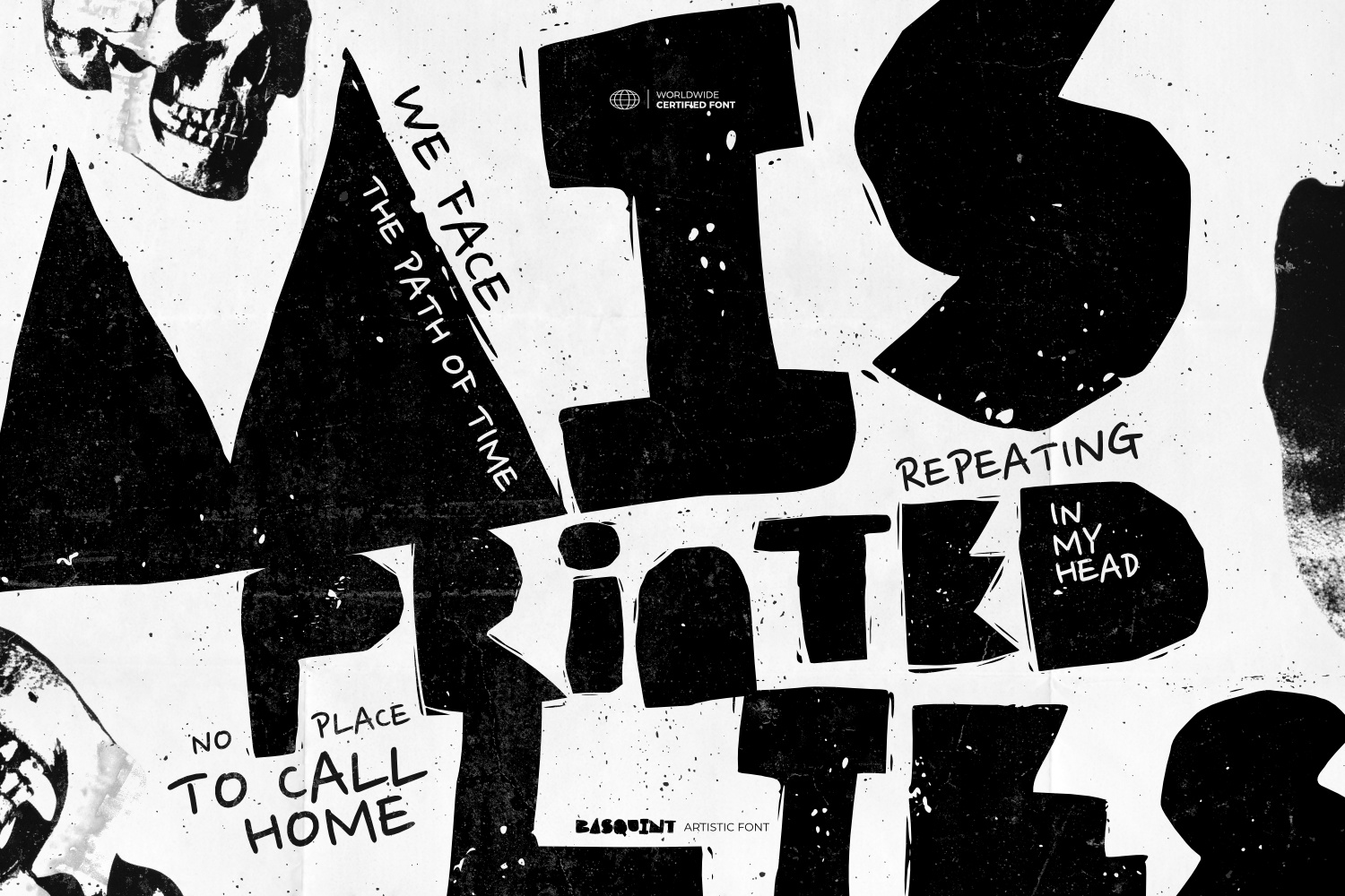 handcrafted font, organic font, rough font, noise font, grunge font, stamp style font, raw font, edgy font, rebel font, distressed font, hipster font, indie font, underground font, street style font, urban font, experimental font, abstract font, brutalist