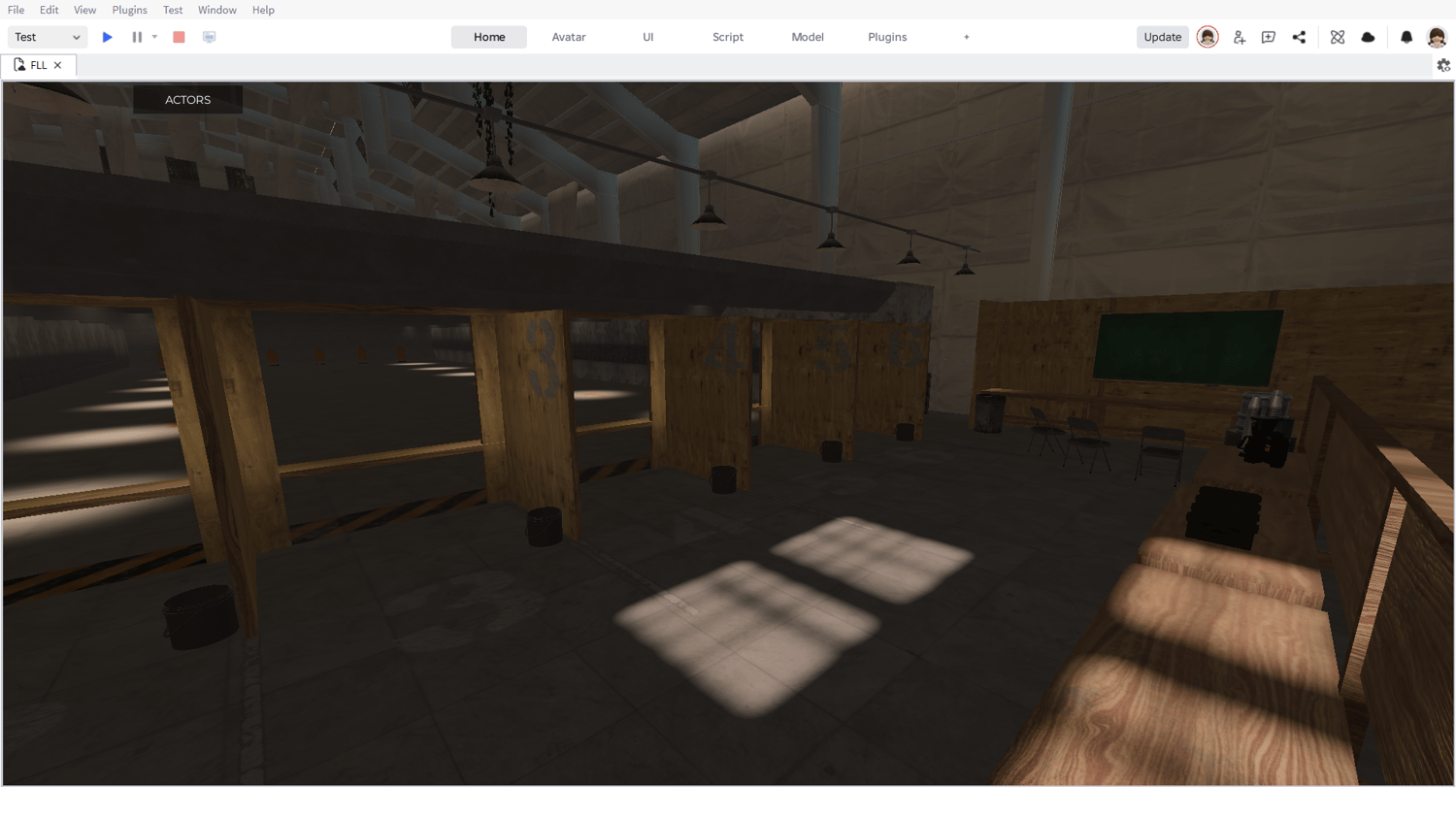 Script-supported tactical training area inside dense tree landscape