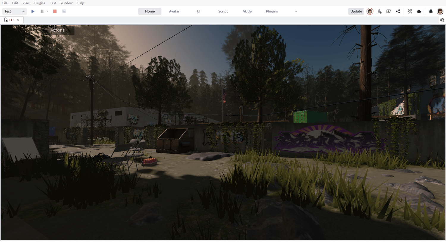 Dense vegetation and strategic cover in Roblox forest training map