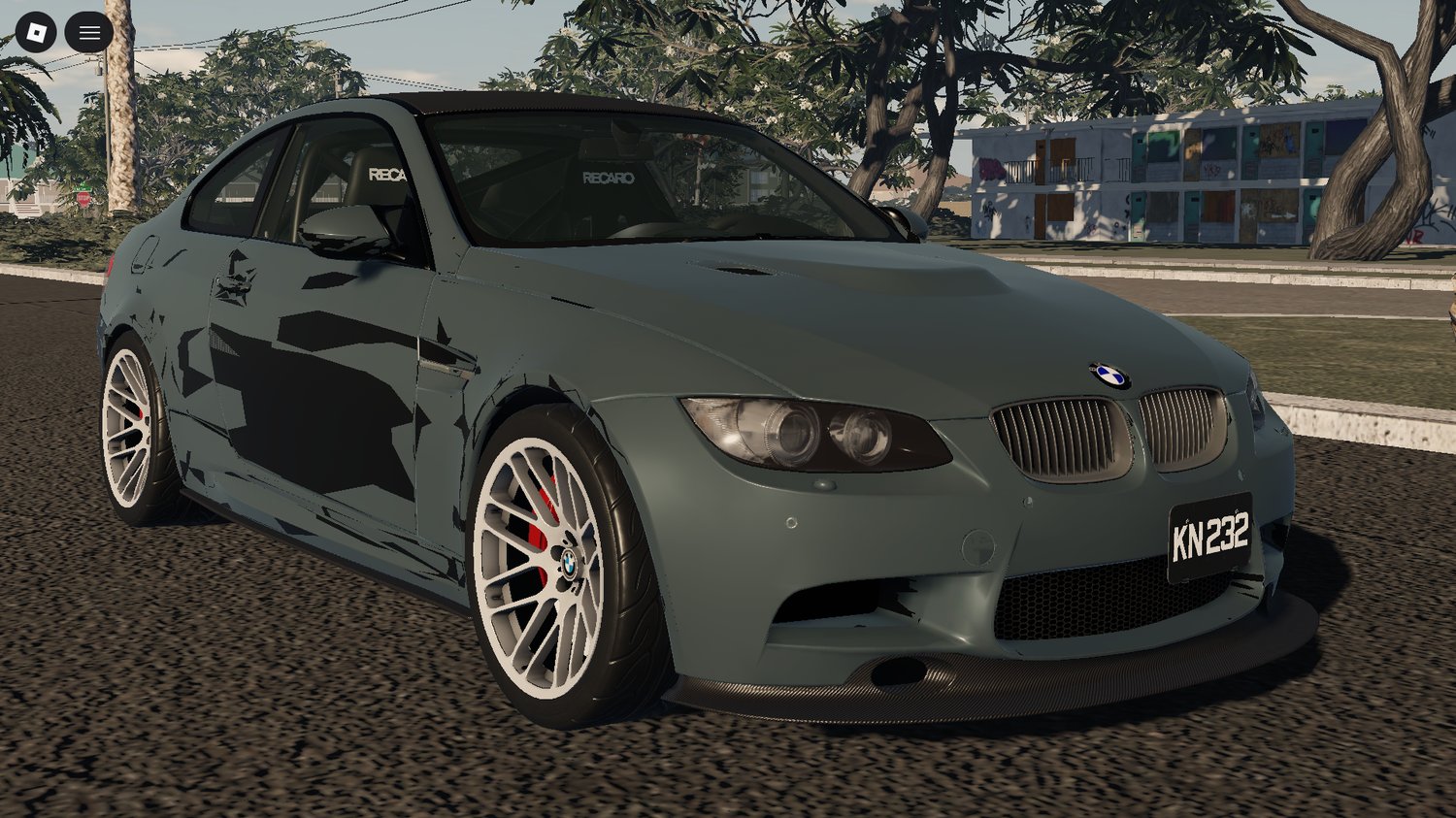Aggressive sporty coupe stance featured in Roblox automotive map