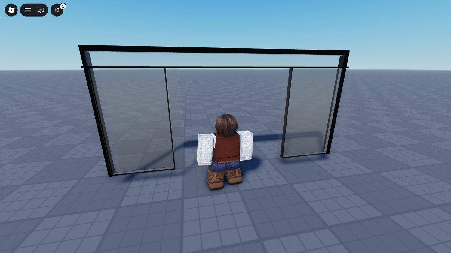 Roblox store entrance featuring automatic sliding door system