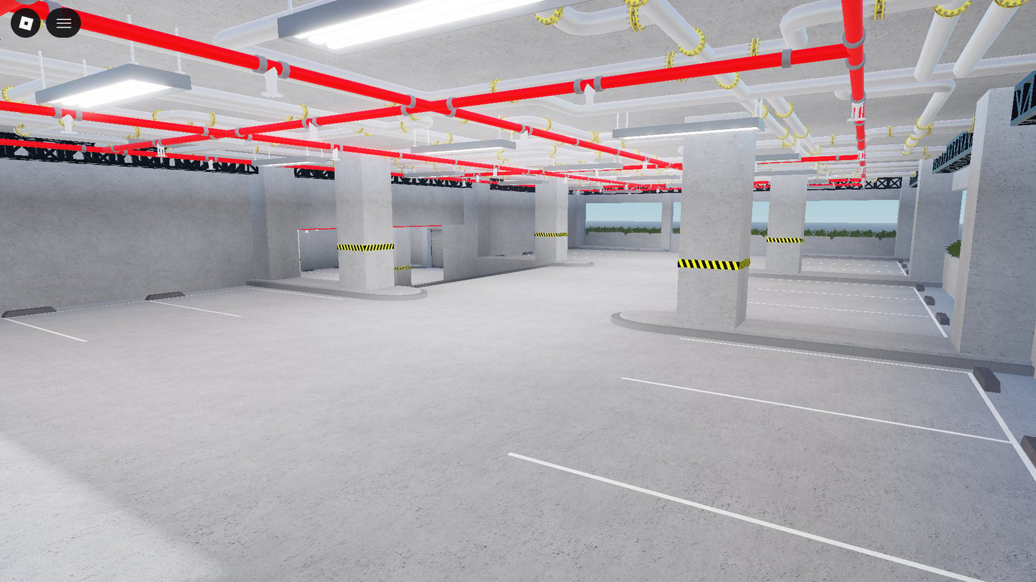 Scripted lifting garage door entrance in city driving environment