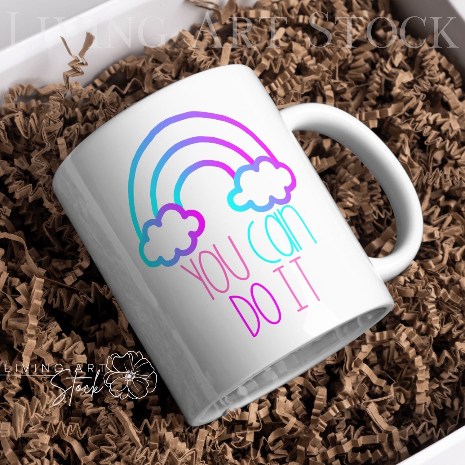 Ombre rainbow motivations quote mug design