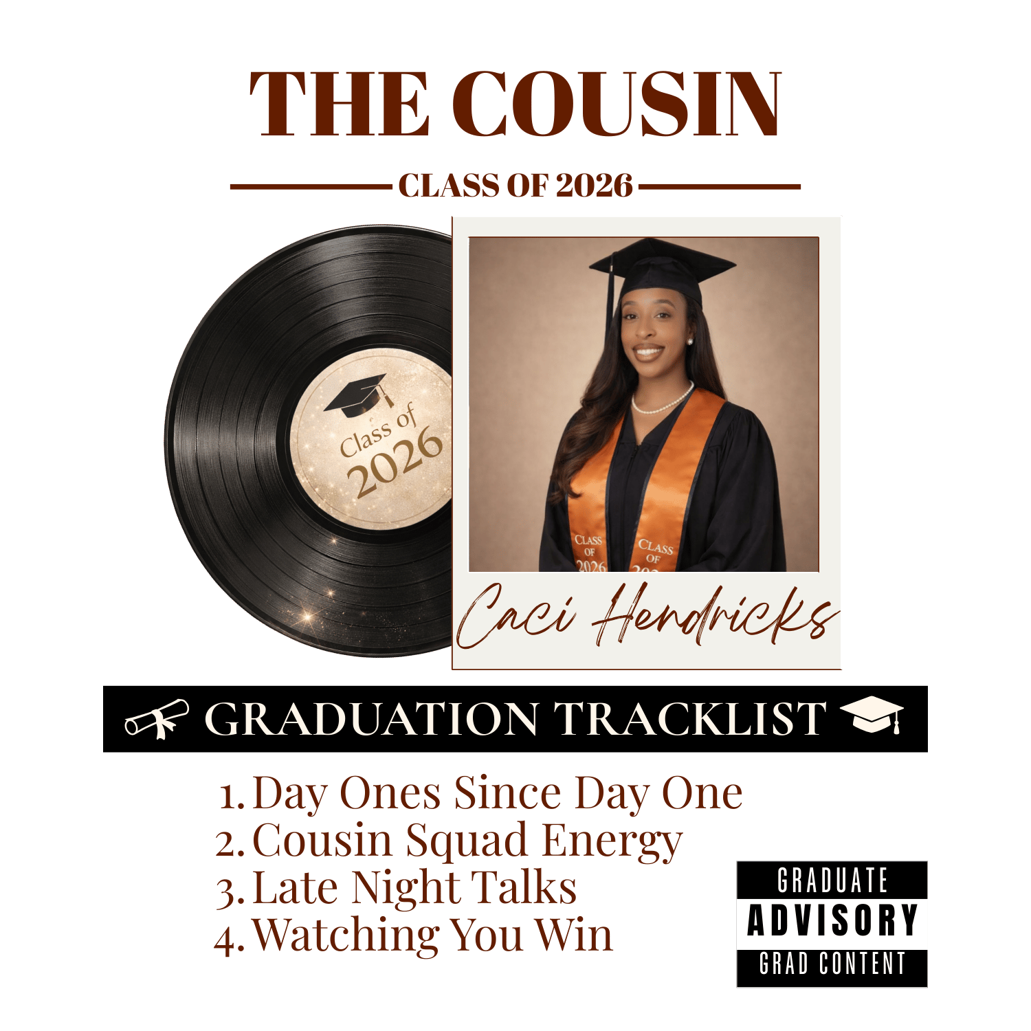 Matching family graduation shirts with personalized tracklist design, custom grad photo, class of 2026 group shirts for mom dad sister brother aunt