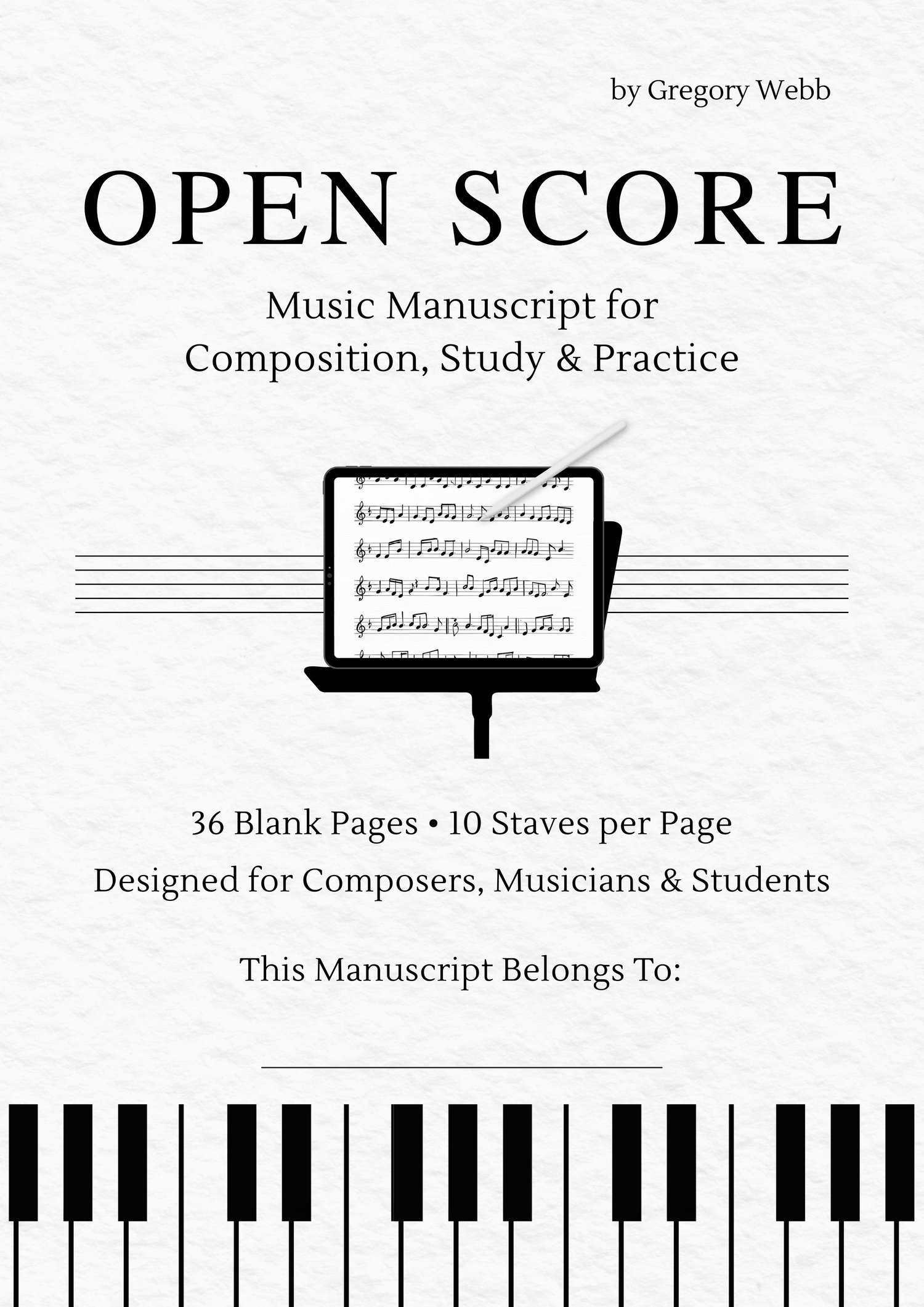 Open Score is a clean, printable music manuscript PDF with 36 pages of 10 staves per page. Designed for composers, songwriters, and music students, it’s ideal for notation, scoring, and daily composition