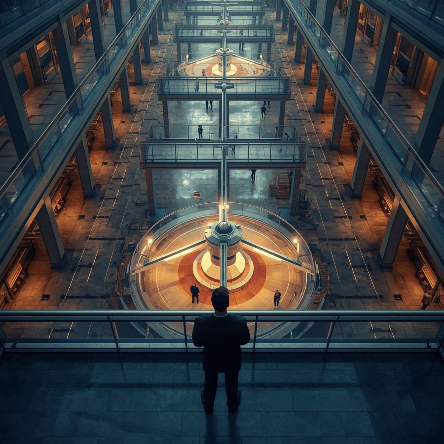 [PHOTO 2 – wide shot of leader as architect over multi-level operations floor]