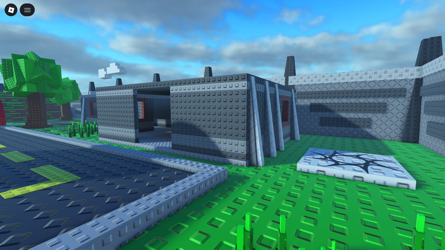 Old-school geometric battleground layout with simple block structures