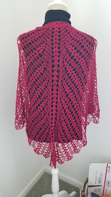 Lace crocheted shawl. Karen Whooley Designs.