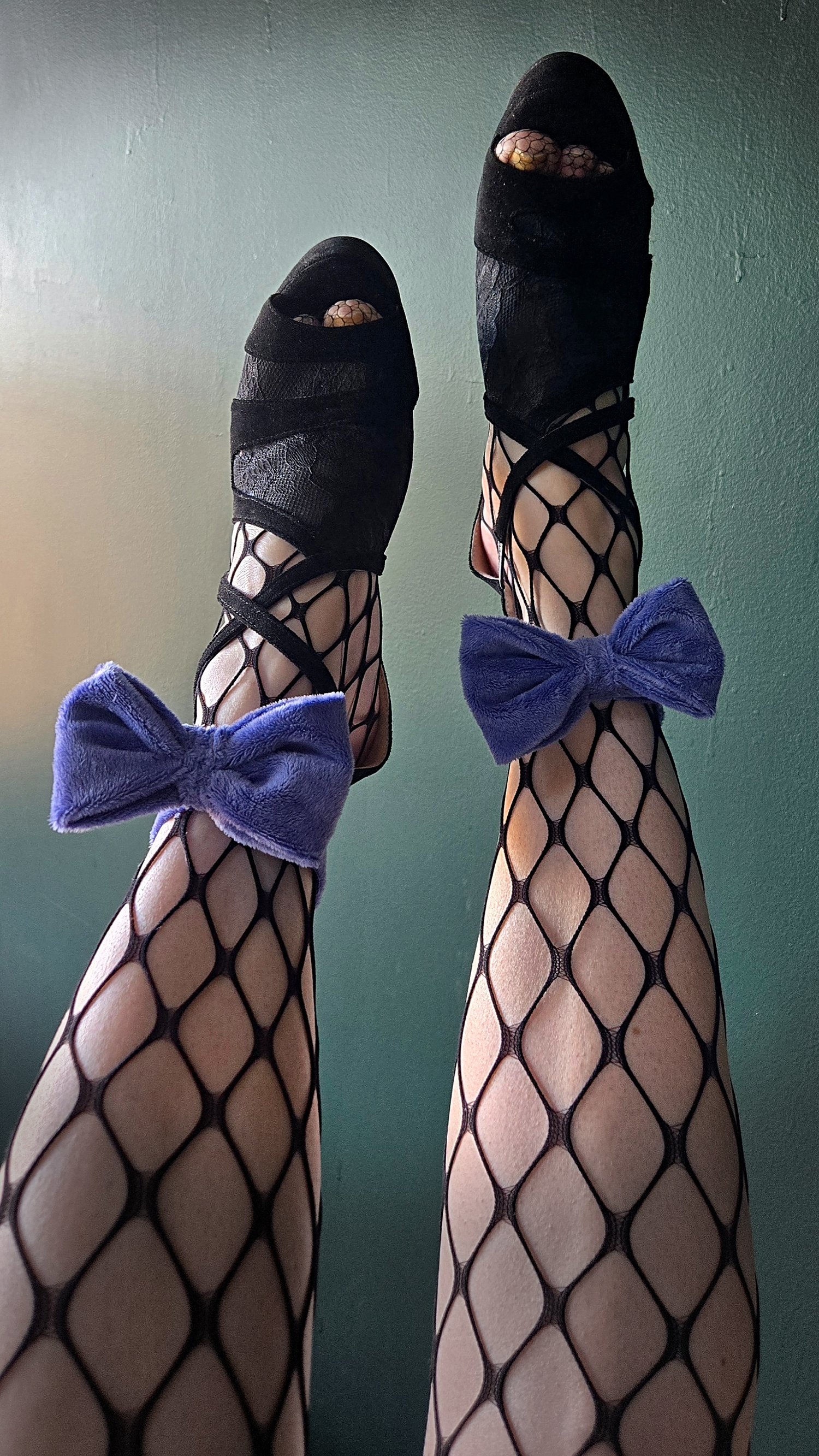 purple velvet simple bow anklets