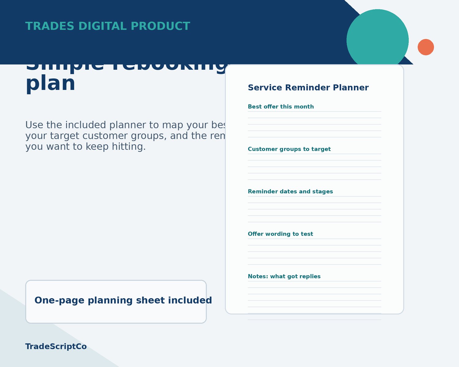 Trades Repeat Work Booster Pack | Service Reminder Scripts Rebooking ...