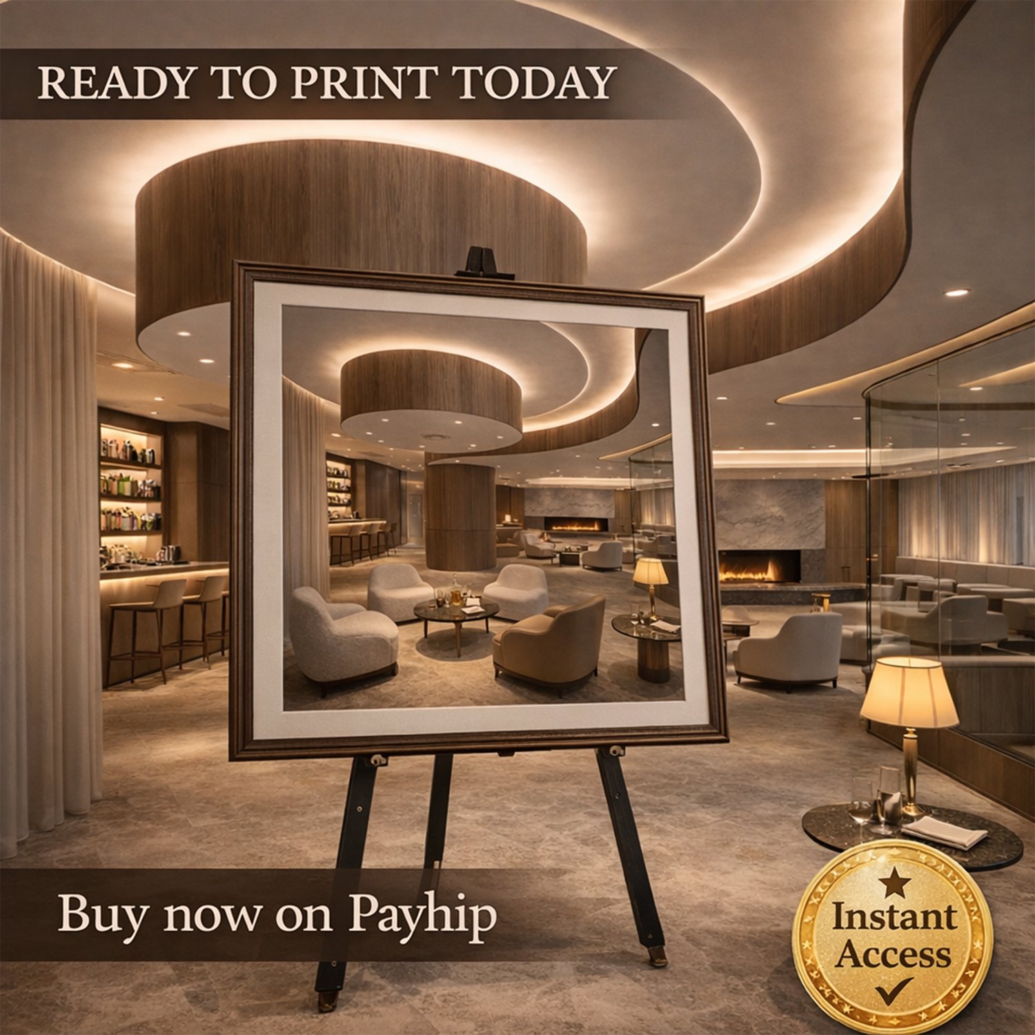 Collection of ultra-luxury executive lounge interiors featuring marble walls, walnut paneling, premium leather seating and warm architectural lighting