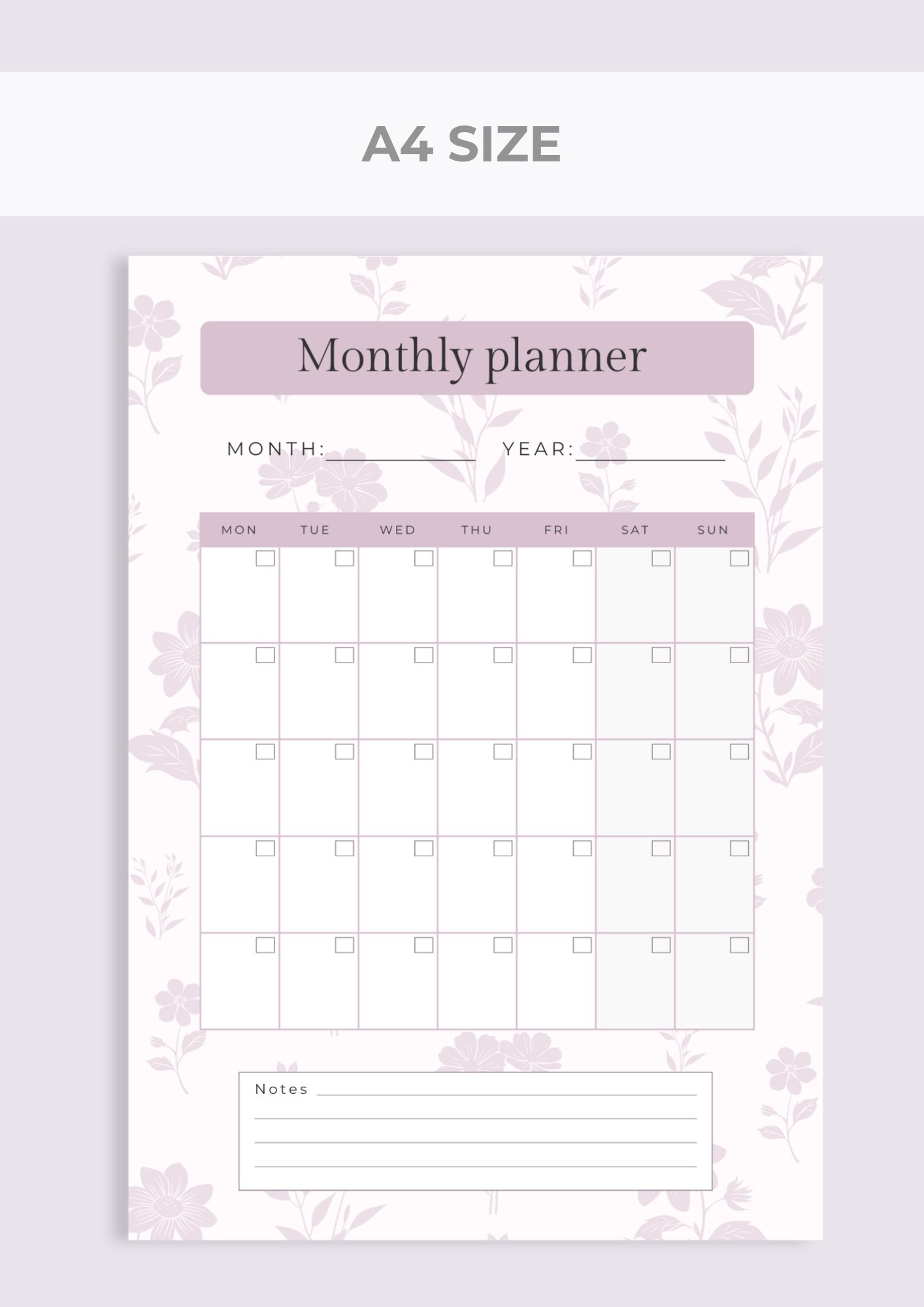 Monthly Planner | Printable PDF (A4) - Payhip