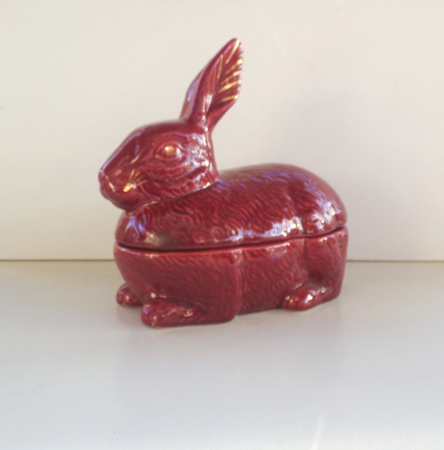 zoomorphic rare Red Rabbit Faience tureen by Michel Caugant