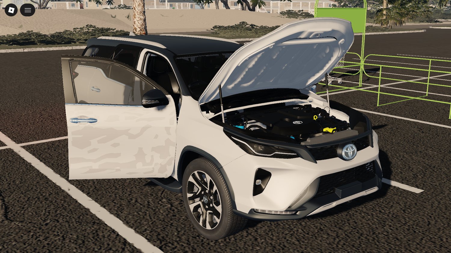 Modern SUV vehicle driving on highway environment in Roblox