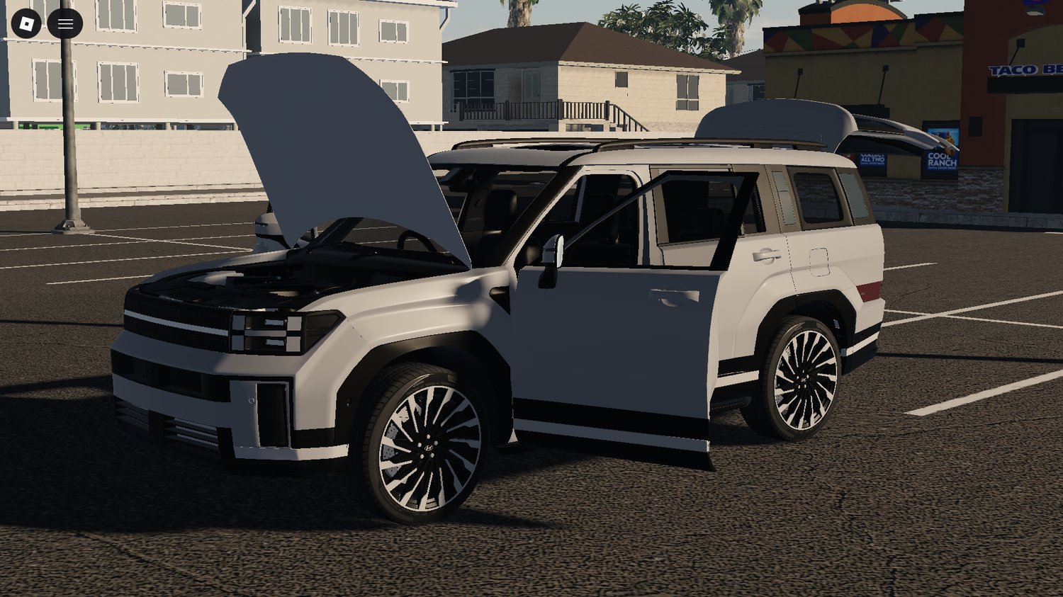 Modern SUV vehicle driving on highway environment in Roblox