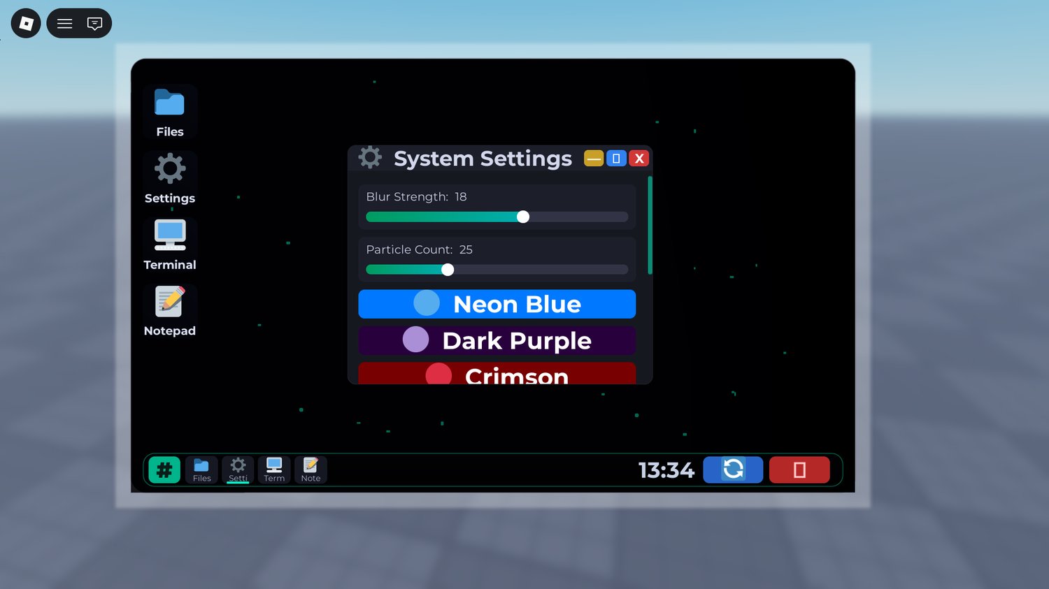 Digital file system layout used in immersive roleplay gameplay