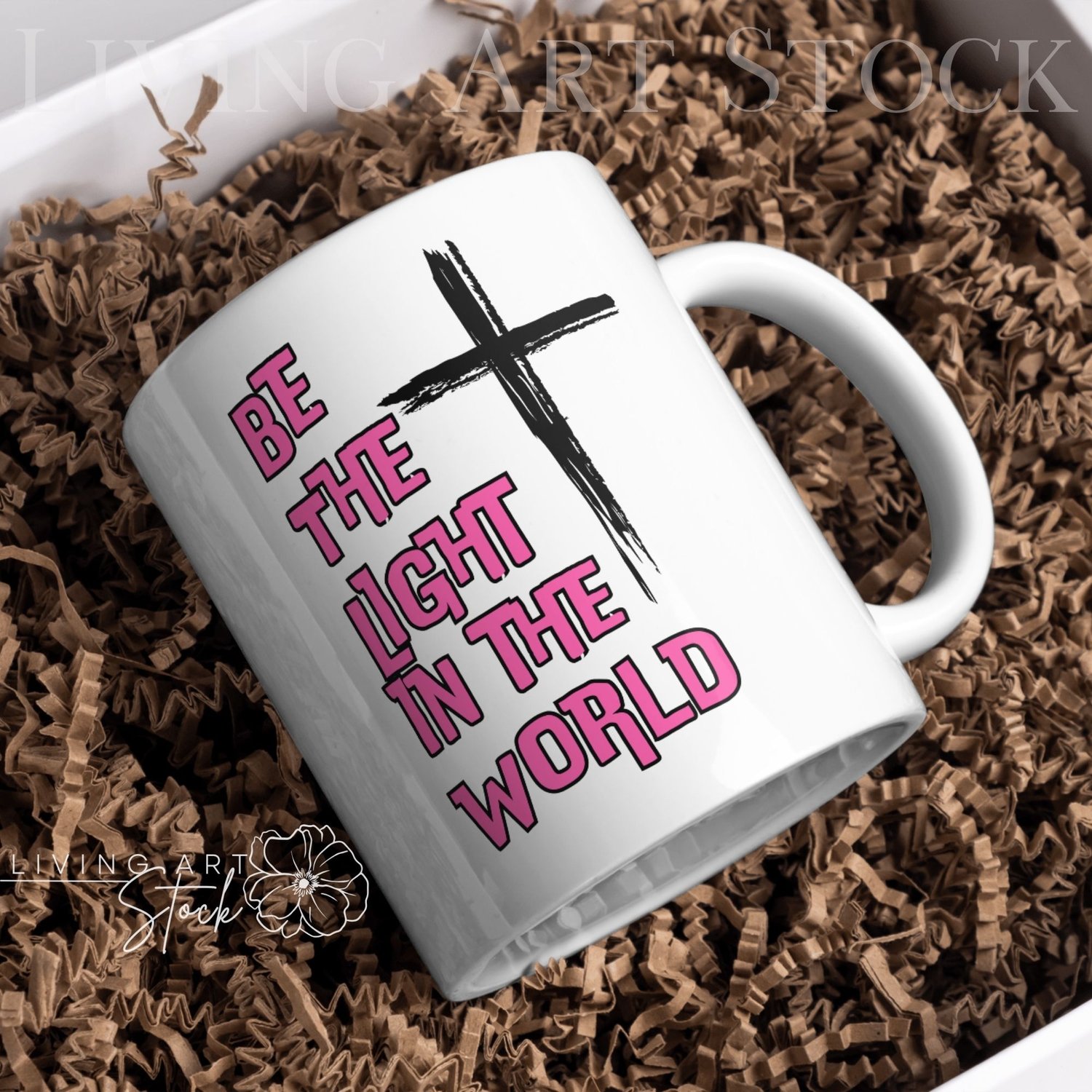 Christian quote mug designs with cross
