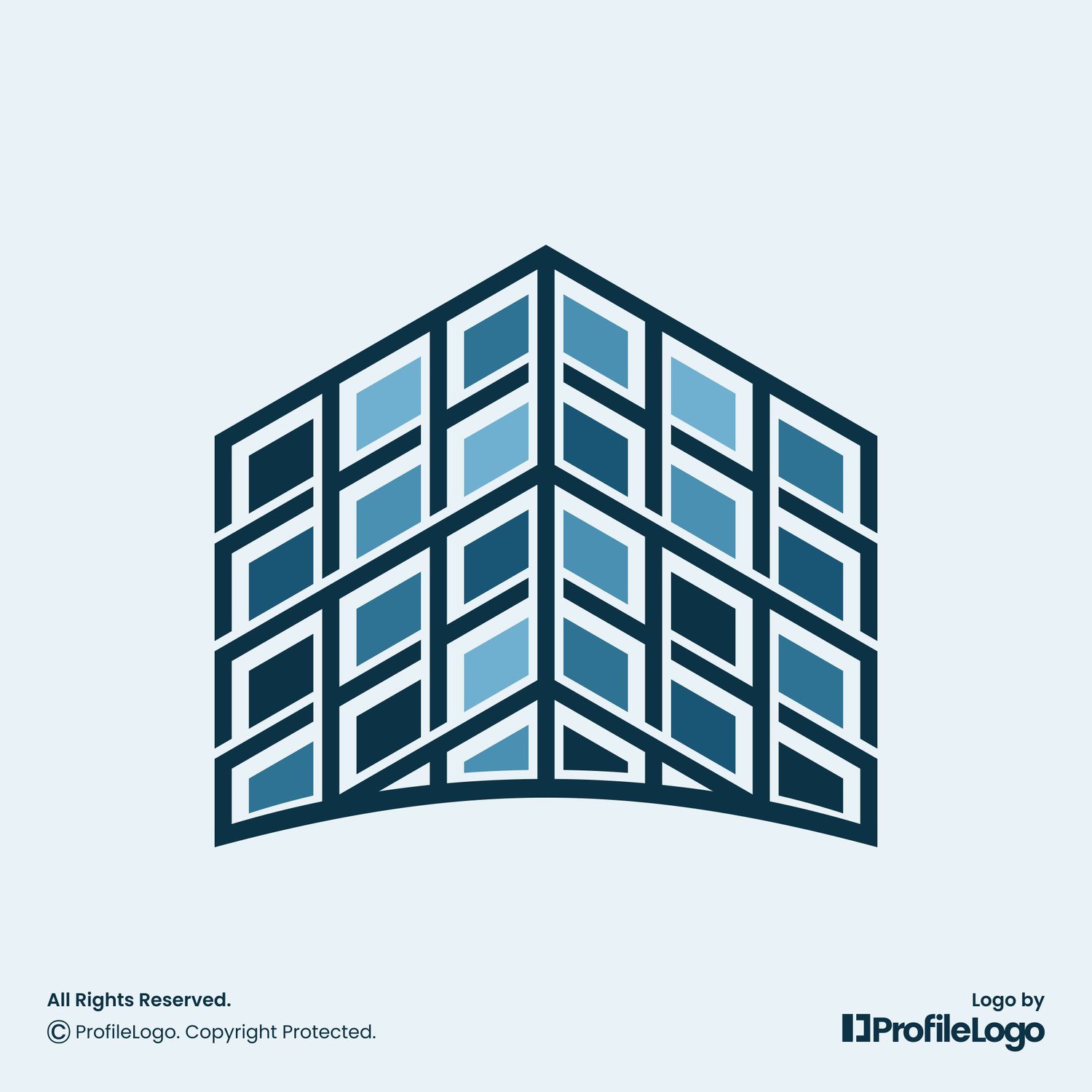 Colorful structure glass building logo by ProfileLogo with light blue background