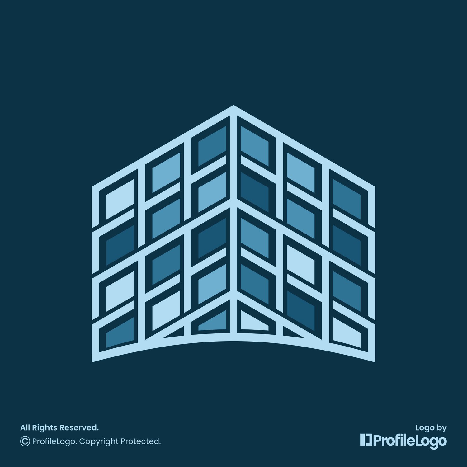 Colorful structure glass building logo by ProfileLogo with dark blue background