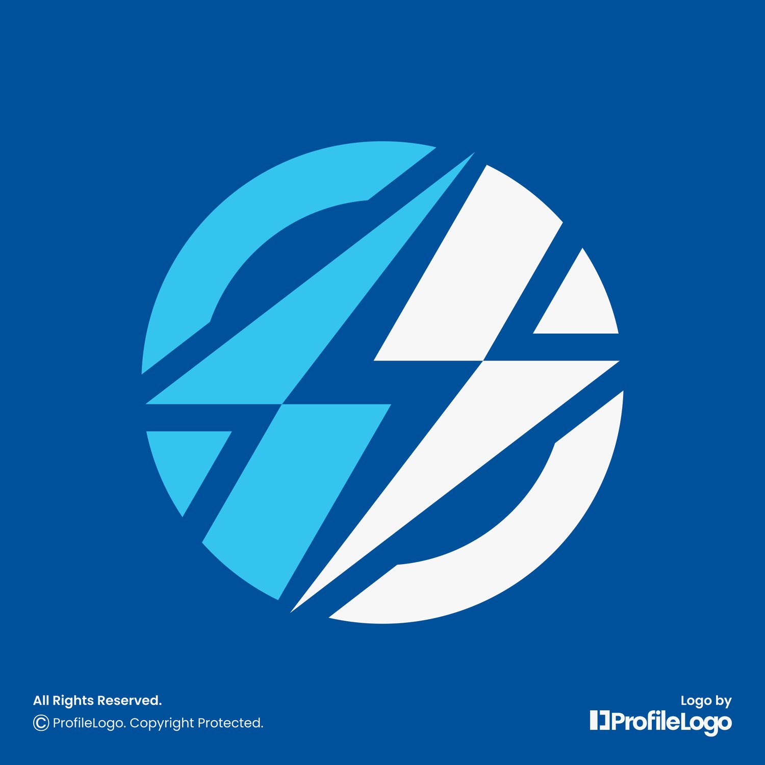 Modern circle electric power flash logo by ProfileLogo with blue background