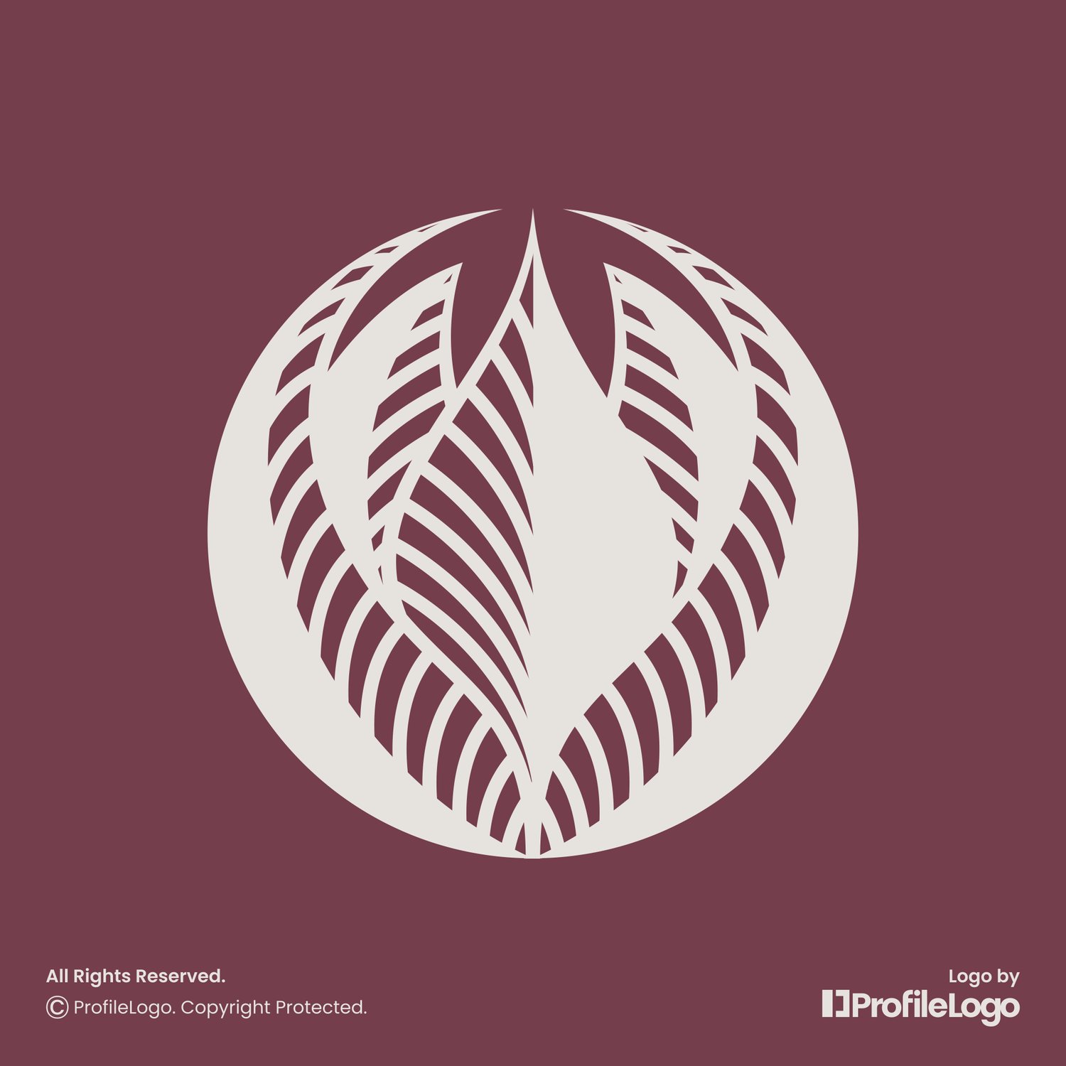 Luxury circle blossom flower logo by ProfileLogo with burgundy background