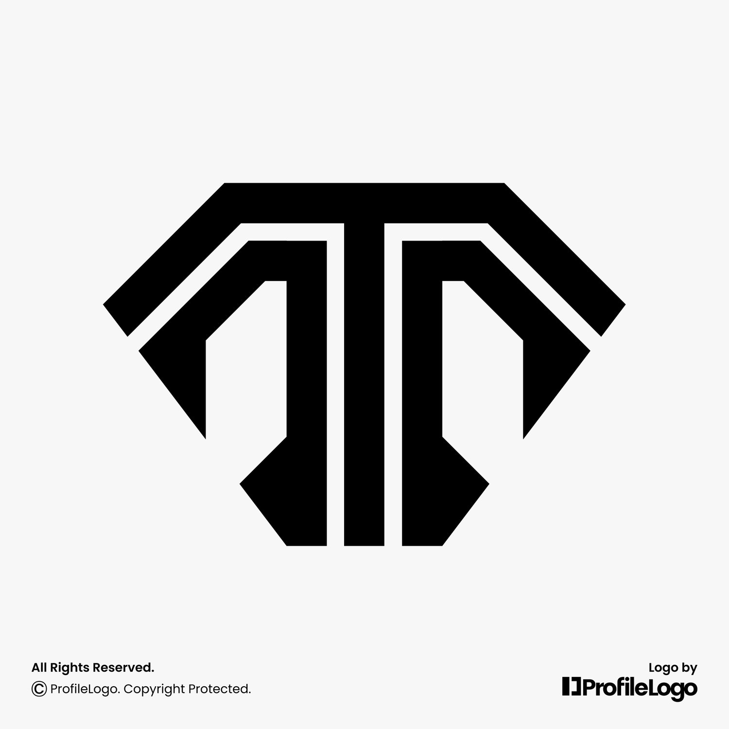 Modern line diamond letter T logo by ProfileLogo with light grey background