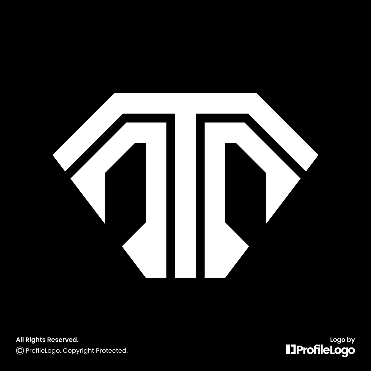 Modern line diamond letter T logo by ProfileLogo with black background