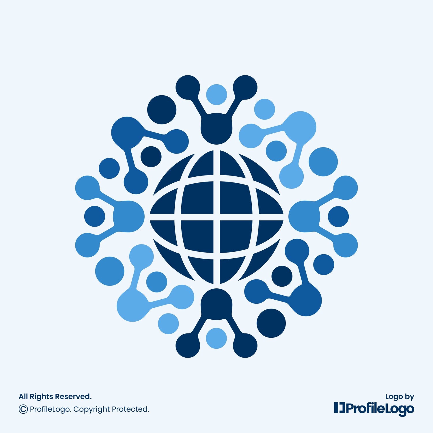 Globe data science technology logo by ProfileLogo with light blue background